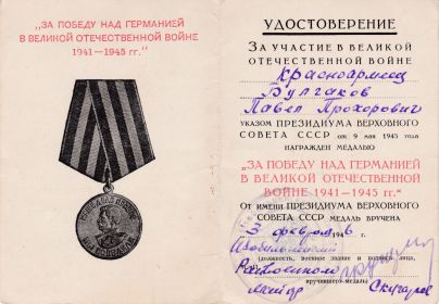 Медаль "За победу над Германией в 1941-1945 гг"