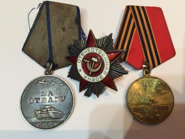 Орден Отечественной войны I степени, Медаль за отвагу,Медаль в честь 50-летия ВОВ