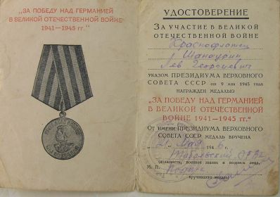 медаль за победу над германией 1941-1945