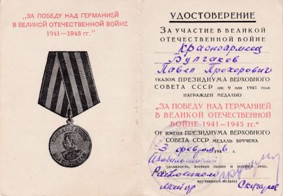 медаль "За Победу над Германией",