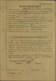 орден "Красной звезды" 01.08.1942г., медаль "За Отвагу" 15.08.1943г., медаль "За Победу над Германией в Великой отечественной войне 1941-1945 гг" вручена 18 января 1946 г.