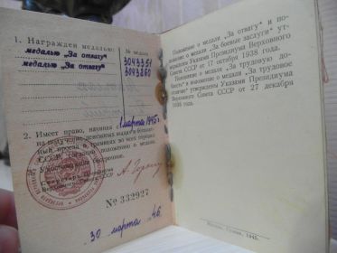 медаль "За отвагу" №3043351