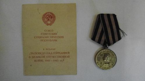 Медаль За Победу над Германией в ВОВ 1941-1945 гг.