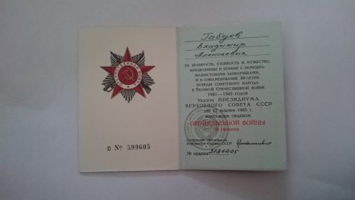 Орден отечественной войны II тепени, Медаль "За победу над Германией в 1941-1945 гг"