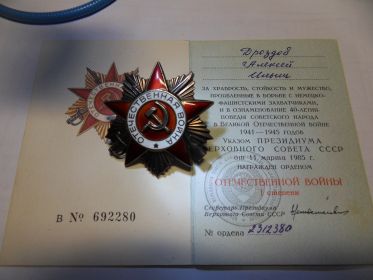Орденом "Великой Отечественной войны" 1 степени.