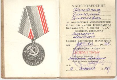 медаль Ветерана Труда