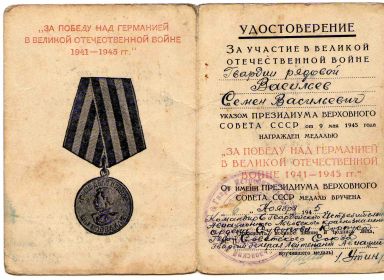 Медаль «За победу над Германией в Великой Отечественной Войне 1941-1945 гг.»