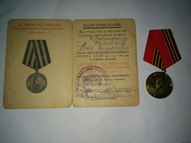 медаль"За Победу над Германией в ВОВ 1941-1945 гг."