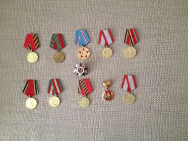 Медаль "За отвагу" награжден 10.10.1944 г., Медаль "За победу" награжден 18.11.1945 г.