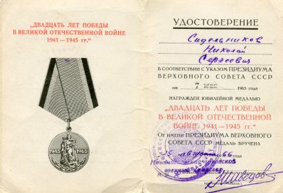 Двадцать лет победы в Великой Отечественной Войне 1941-1945гг.