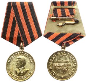 Медаль "ЗА ПОБЕДУ НАД ГЕРМАНИЕЙ В ВЕЛИКОЙ ОТЕЧЕСТВЕННОЙ ВОЙНЕ" 1941-1945 гг. была так же украдена в г Ташкент.
