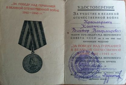 Медаль "За победу над Германией в Великой Отечественной войне 1941—1945 гг."