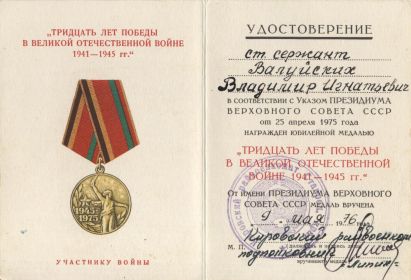 Тридцать лет победы в Великой Отечественной Войне 1941-1945гг.