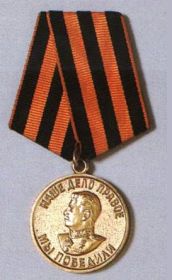 Награжден в ознаменование Победы над Германией в Великой Отечественной войне 1941-1945 гг.