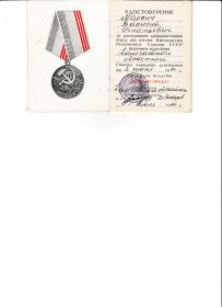 Медалью "Ветеран труда"