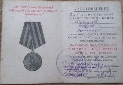 Медаль "За победу над Германией в Великой Отечественной войне 1941-1945 гг"