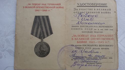 Медаль «За победу над Германией в Великой Отечественной Войне 1941-1945 гг.»