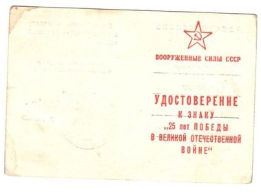 Знак 25 лет Победы в Великой Отечественной войне