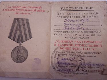 Медаль «За победу над Германией в Великой Отечественной Войне 1941-1945 гг.»