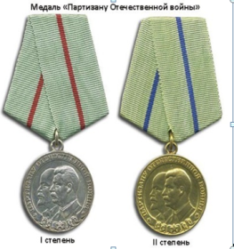 медаль Партизану Отечественной войны 1-й и 2-й степени