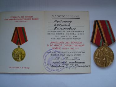 Медаль "Тридцать лет Победы в Великой Отечественной войне 1941-1945 гг." (1976)