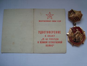 Знак "25 лет Победы в Великой Отечественной войне"