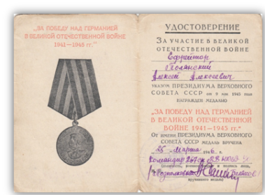 Медаль за победу над Германией в Великой Отечественной войне 1941 -1945 гг.