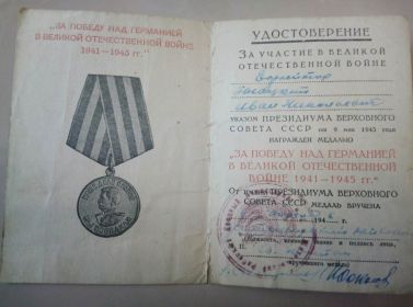 Медаль «За победу над Германией в Великой Отечественной Войне 1941-1945 гг.»