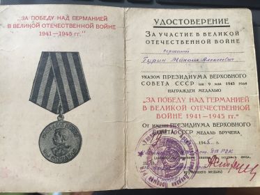 Медаль «За победу над Германией в Великой Отечественной Войне 1941-1945 гг.»