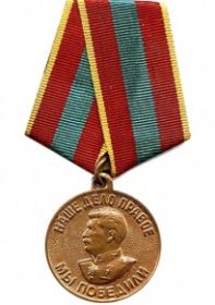 Медаль «За доблестный труд в Великой Отечественной войне 1941-1945 гг.».