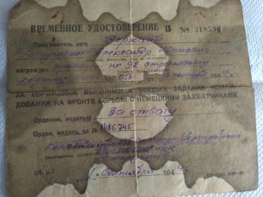 медаль за отвагу №1486745