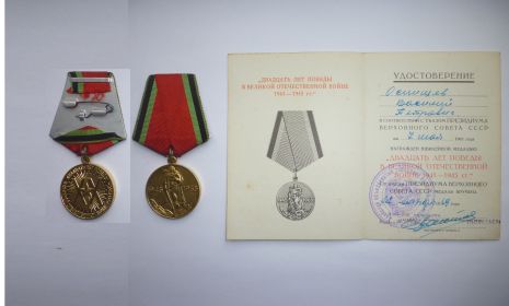 Медаль 20 лет победы ВОВ