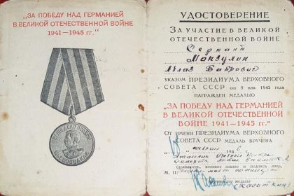 Медаль за Победу над Германией в Великой Отечественной войне 1941-1945 гг