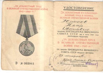 медаль За доблестный и самоотверженный труд в период Великой Отечественной войны