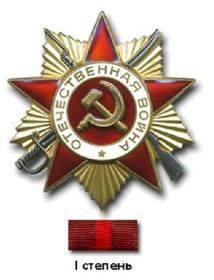 Орден Отечественной войны I степени пр. №80 от  06.04.1985 г.  М О  СССР