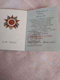 Орденом отечественной войны II степени