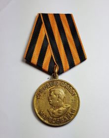 - Медаль «За победу над Германией в Великой Отечественной войне 1941-1945 гг.»