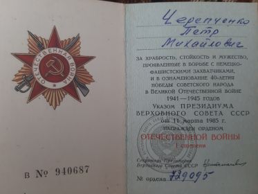 Орден за Мужество,  Ордена  Отечественной войны 1 и 2 степени