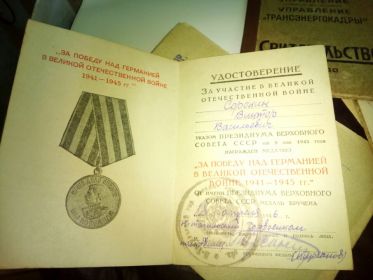 За победу над Германией в Великой отечественной войне 1941-1945гг