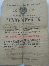 «За отвагу», «За боевые заслуги», За оборону Сталинграда», «За победу над Германией»