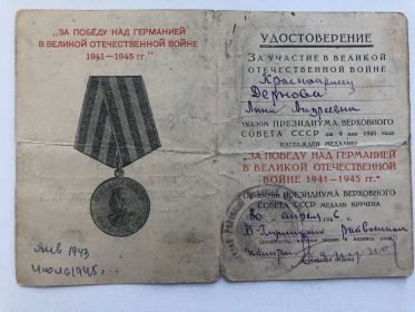 За победу над Германией в Великой Отечественной войне 1941-1945 г