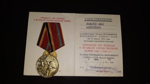 Медаль "Тридцать лет победы в Великой Отечественной войне 1941-1945 гг."