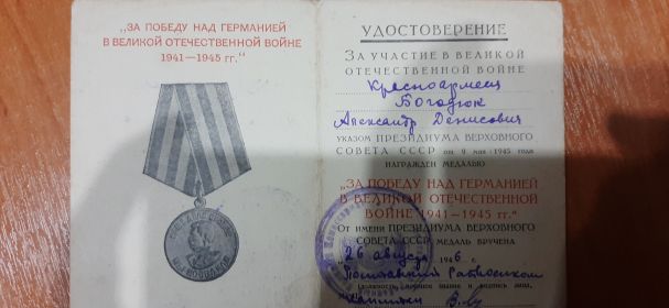 медаль "За победу над Германией в ВОВ 1941-1945гг"