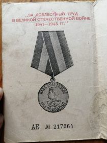 За доблестный труд в ВОВ 1941-1945 г.г.