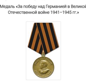 Медаль " За Победу над Германией в Великой Отечественной войне 1941-1945гг"