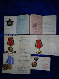 Орден Красной звезды, медаль за оборону Севастополя, медаль за оборону Кавказа
