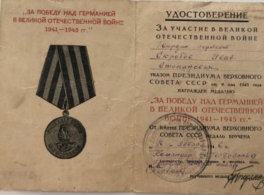 Медаль "За победу над Германией в Великой Отечественной войне 141-1945 гг"