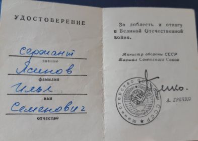 Медаль За доблесть и отвагу в Великой Отечественной войне