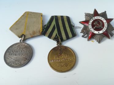 Медаль «За боевые заслуги», Медаль «За взятие Кёнигсберга», Орден Отечественной войны 2-й степени