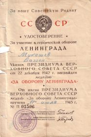 Медаль «За оборону Ленинграда» Медаль «За победу над Германией в Великой Отечественной войне 1941–1945 гг.»